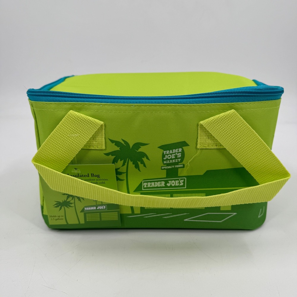 Trader Joes Mini Insulated Bag Unisex OS Lime Green 1.5 Gallon Pasadena Graphic